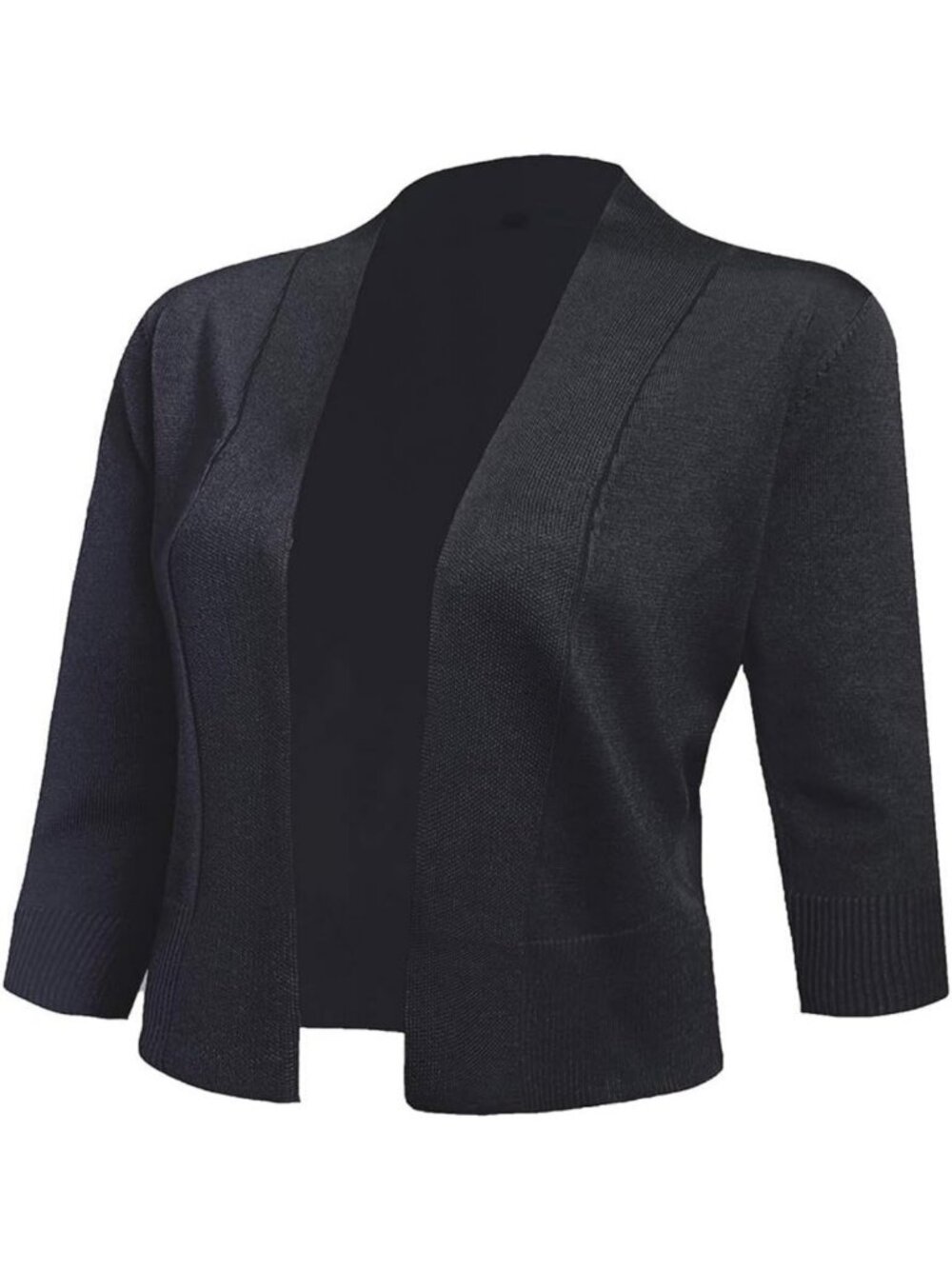 Chic 3/4 Sleeve Cropped Cardigan Sweater Jacket - Stylish Short Shrug for